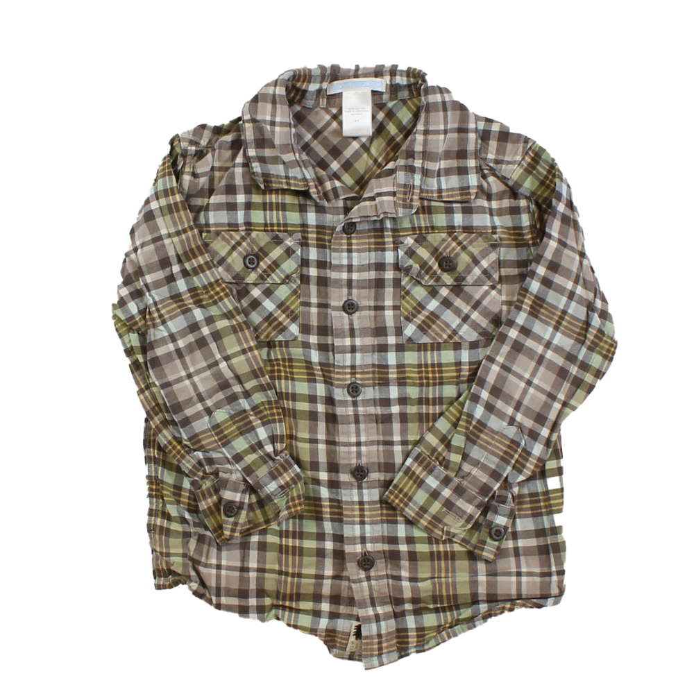 Janie and Jack Boys Brown Button Down Long Sleeve size: 4T